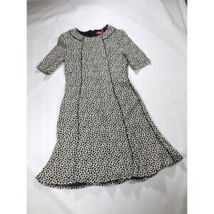 Betsey Johnson White Black  Jacquard Fit & Flare Dress Women’s size 8